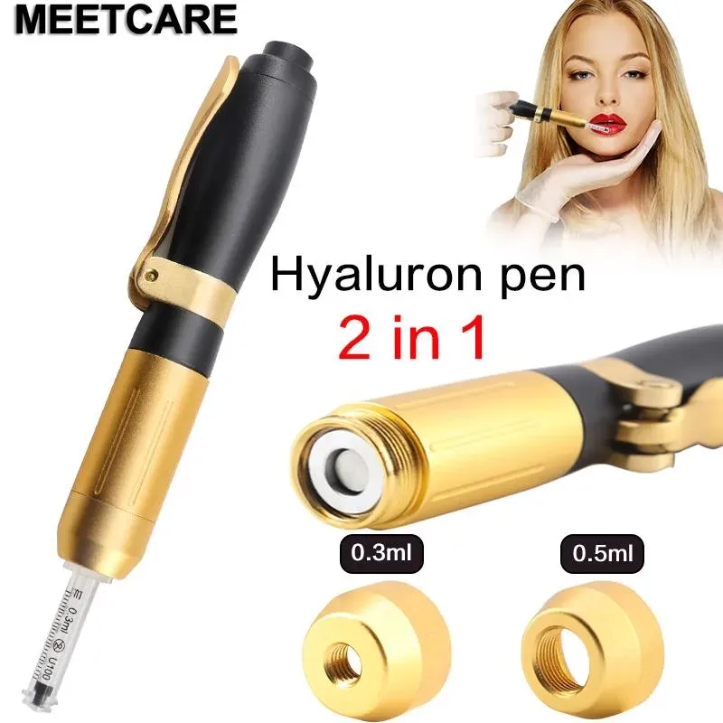 Dispositif 2 en 1 Meso Gun Hyaluron Pen Accessoire 0.3ml0.5ml Ampoule Tête Noir Or Mésothérapie Stylo Nébuliseur Lèvre Lifting Anti-Rides