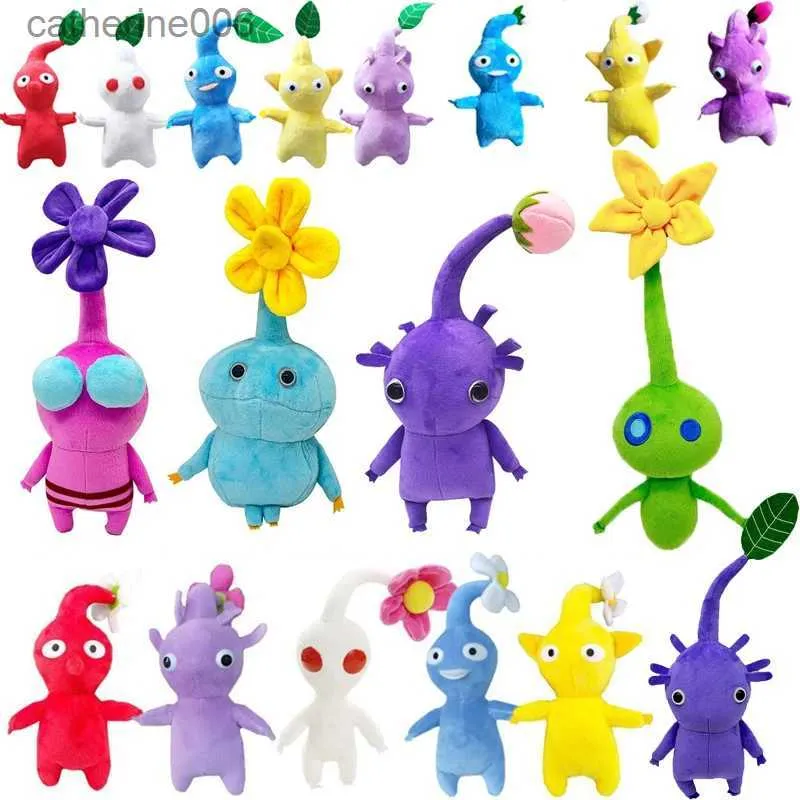 Fyllda plyschdjur Pikmin Plush Toy Ice Winged Flower Leaves knopp fylld växtdocka rosa blad mjuk plushie figurdekor kuddar för barn xmas gåva231228