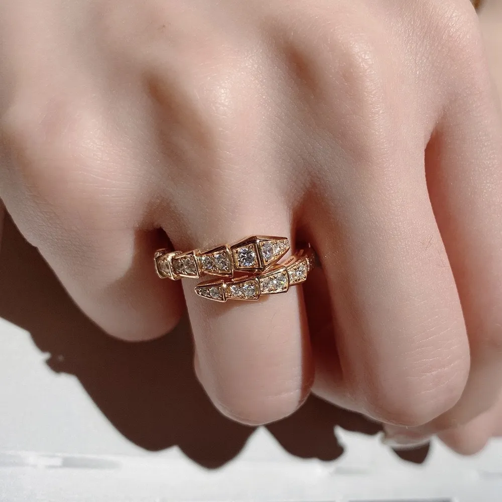 Otwarty pierścionek wąż męski złota pierścionki klasyczne mężczyzn klasyczny luksusowy list z diamentowym titanium stal projektantka dla kobiet kobiet dziewczyna mody Jewlery nie zanikają