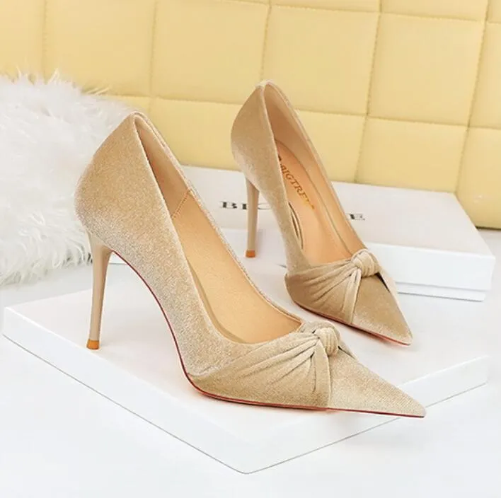 Dress Shoes LTARTA Women's Fashion Banquet 10cm High Heels Stiletto Pumps Shallow Pointed Toe Bow Single DS-3391-27