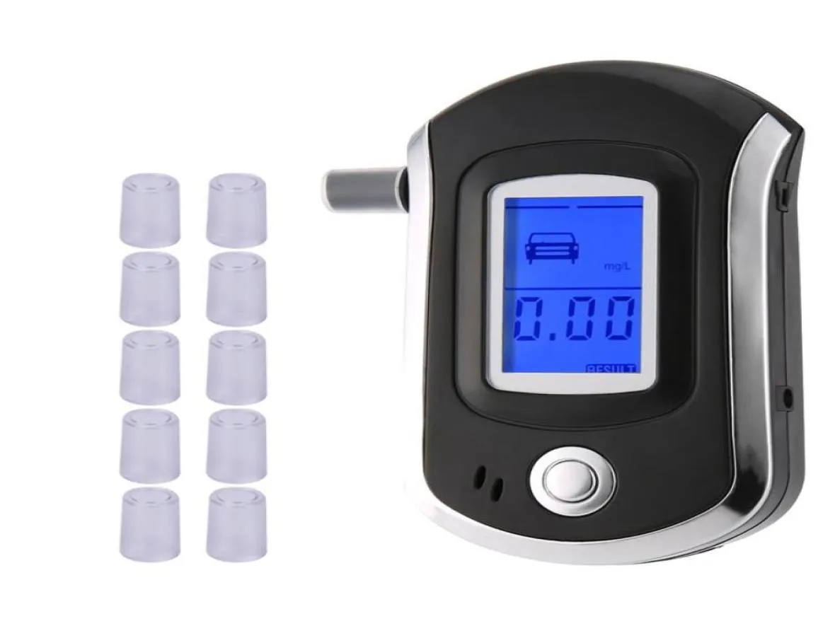 Profesjonalny cyfrowy tester alkoholu alkoholowy Tester Backalyzer z 11 ustnikami AT6000 LCD Wyświetlacz DFDF7676178