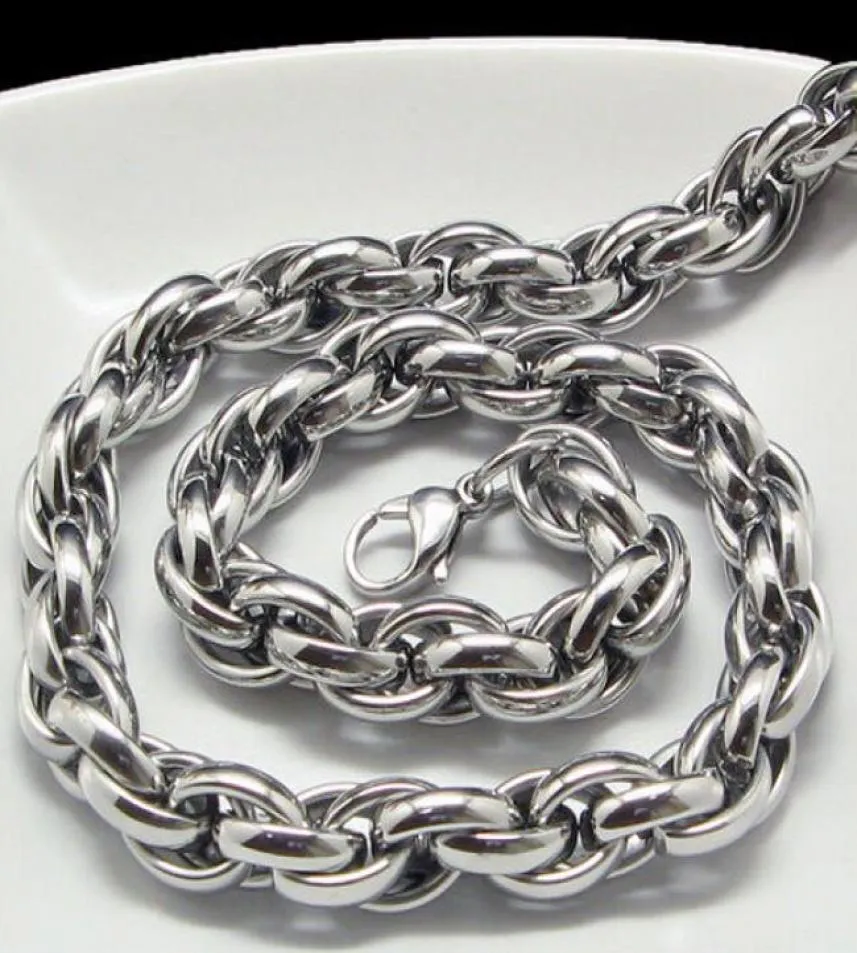 Nuovo in stile mediorientale in argento puro puro 316L in acciaio inossidabile in acciaio argento a corda a corda collana in uomo gioielli 9mm 200399564386