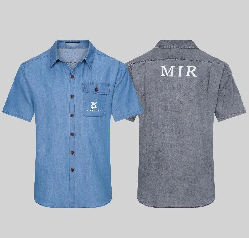 Sommer Neue Männer Denim Shirts Brand Herren-Freihemden T-Shirt T-Shirt T-Shirt Polos Denim Mantel