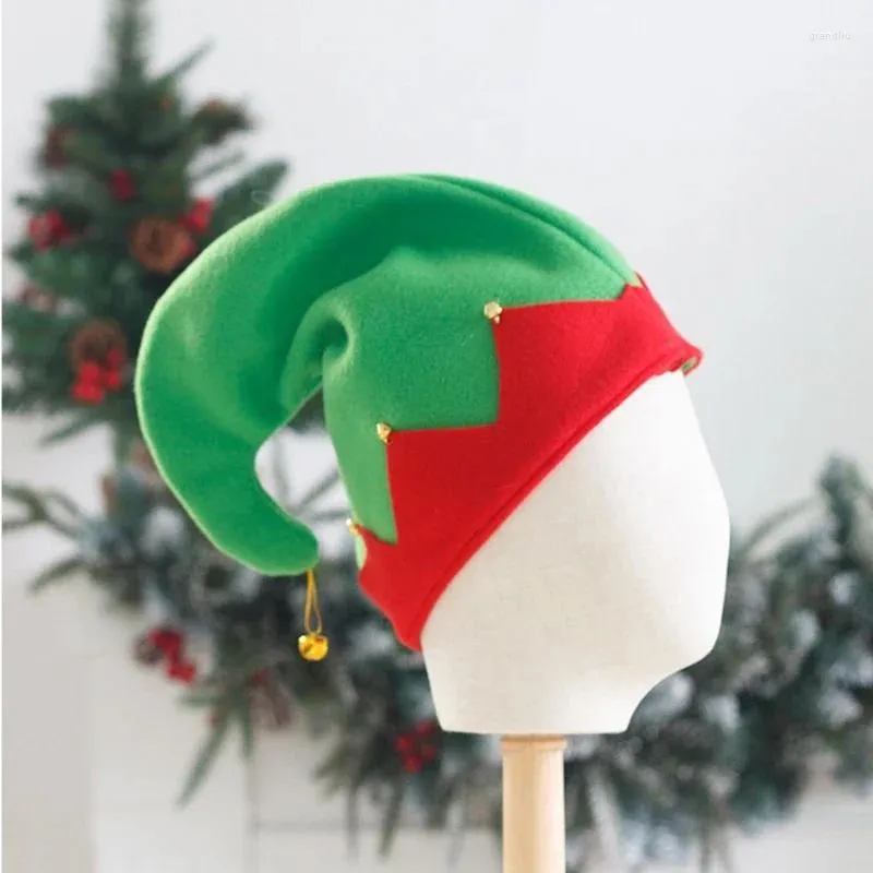 Berets Christmas Hat Style Czerwony i Zielony Velvet Bell Holiday Party Akcesoria Gorros Invierno Mujer Cap