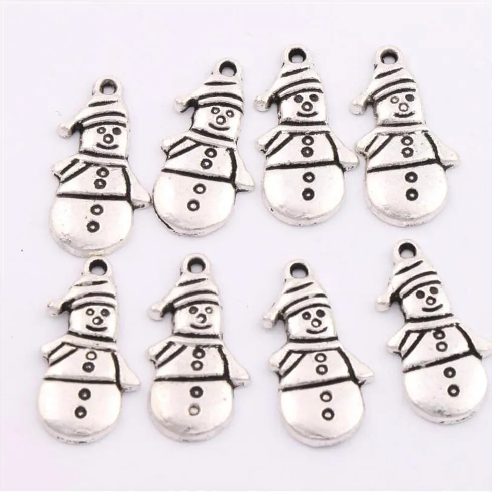 Julklappar Snowman Winter Charm Beads 200st Lot 12 4x25mm Antika silverhängen Fashion Jewelry DIY L772298S