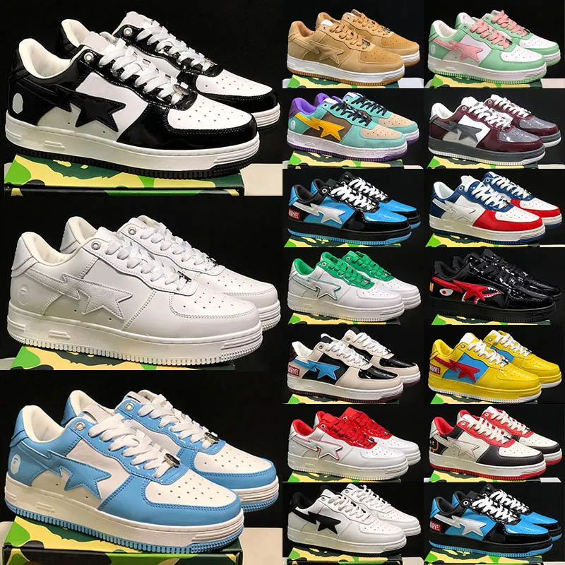 2024 Diseñador Zapatos casuales Bajo para hombre Zapatillas de deporte para mujer Charol Negro Blanco Azul Camuflaje Skateboarding Correr Deportes Estrella Entrenadores