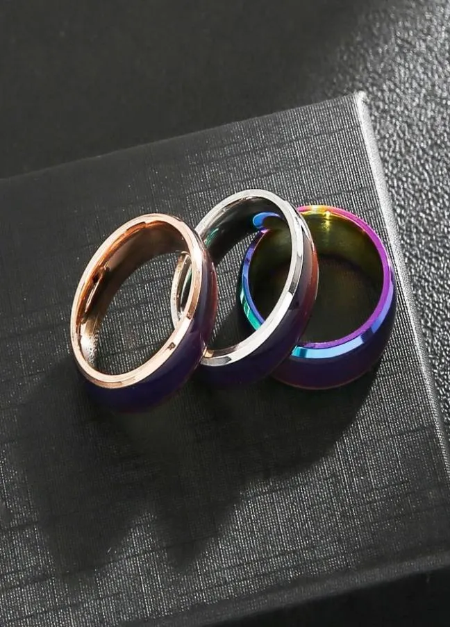 Bague d'humeur en acier inoxydable pour couple, 6 pièces, couleur changeante, pour femmes et hommes, taille 6 à 121737965