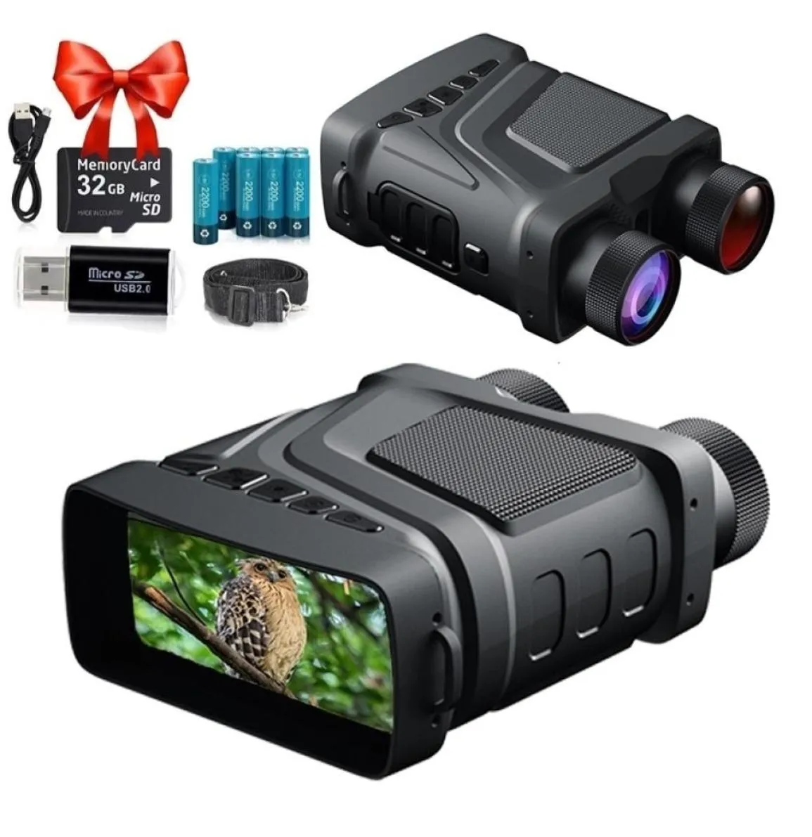 Télescopes R12 Binoculars Night Vision Dispositif Rechargeable 6W 850NM Infrarouge 1080p HD 5x Télescope de chasse au zoom numérique PO Video R9675209