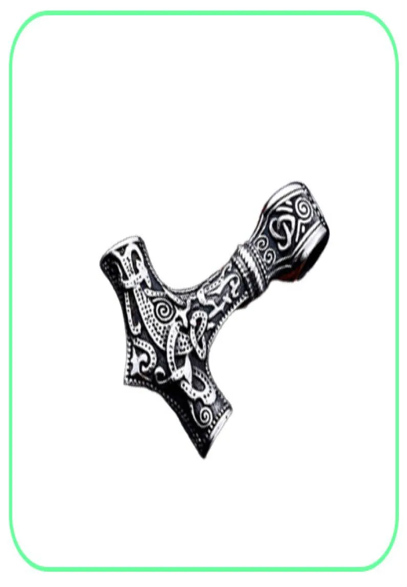 Vintage Men039s Stainless Steel Pendant Necklace Engraving Viking Hammer Mjolnir Norse Jewelry7748721