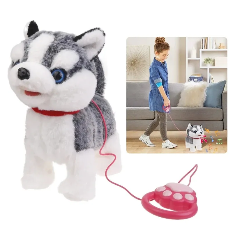 Leash Electric Walking Dog Toy Simulation Singing Puppy Barking Plush Baby Craw Learning Toddler Gift 231228