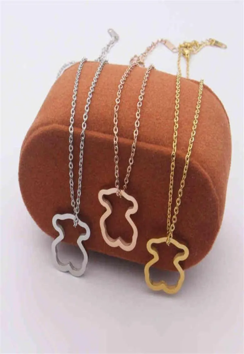 Стальные ювелирные изделия, гладкое ожерелье с медведем, красное женское ожерелье039s, простое ожерелье из розового золота для вечеринок271k5590161