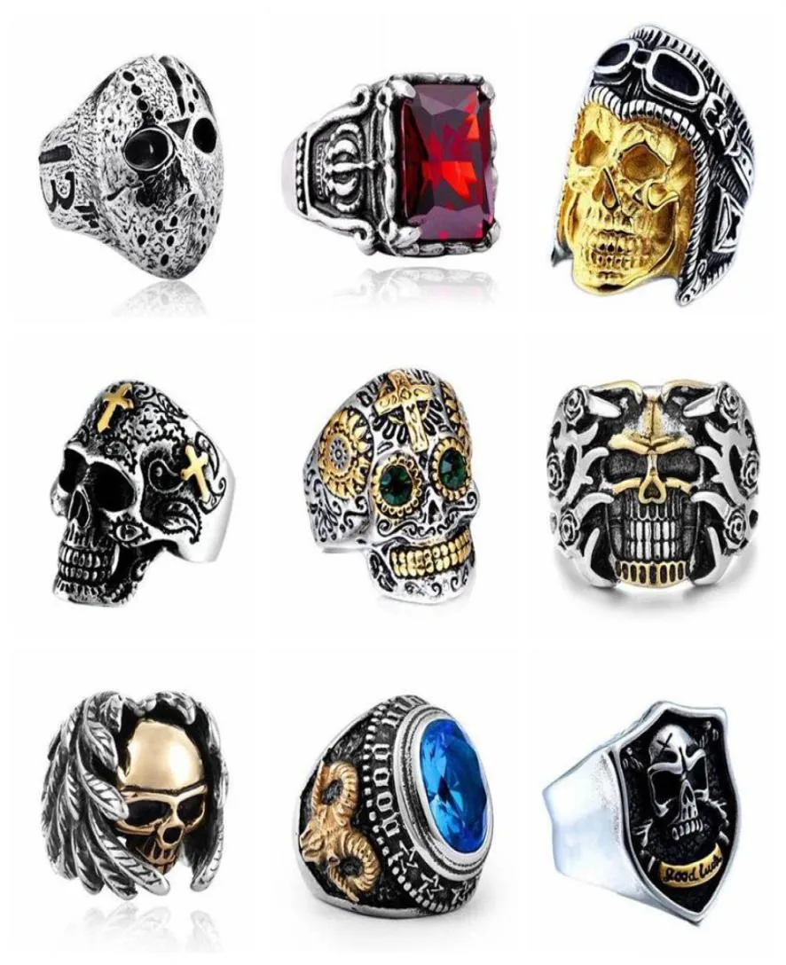 Anillo gótico de acero inoxidable para Hombre, joyería de Hip Hop, Calavera Punk, Anillos góticos Vintage, accesorios para Hombre, Bisutería, Anillos Hombre267c9236917