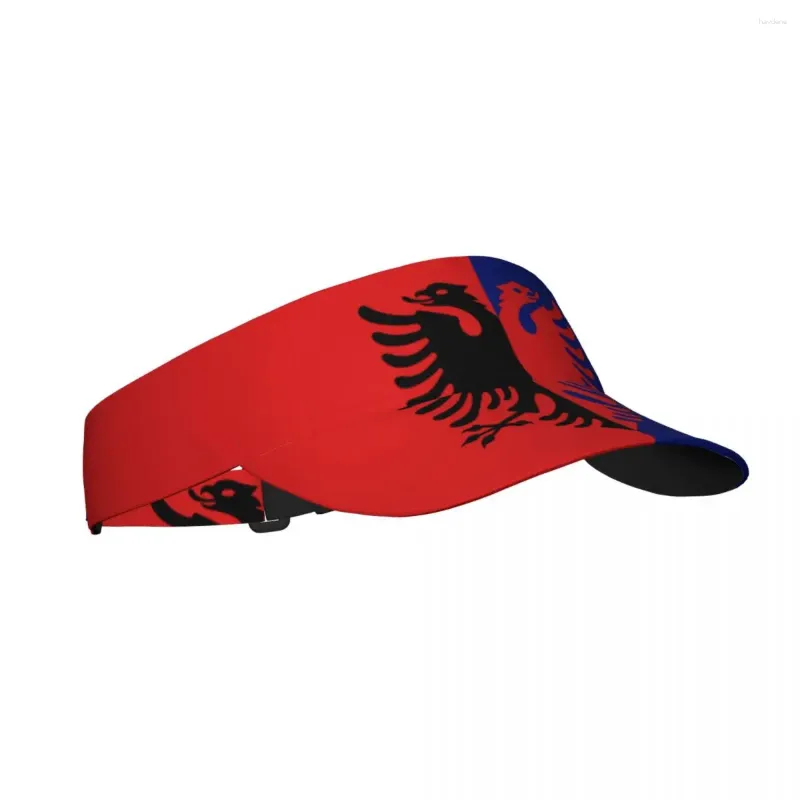 Berets Summer Air Sun Hat Flag z albańskiego stanu Visor UV Ochrona sportowa tenis golf prowadzący czapkę przeciwsłoneczną