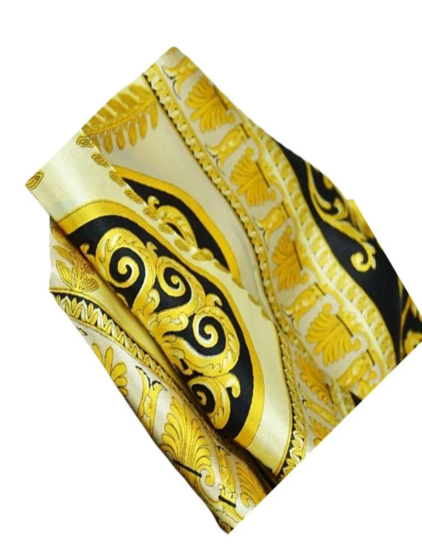 FashionFamous Style 100 Silk Suchves for Woman and Men Solid Color Gold Black Neck Print Soft Fashion Shawl Women Silk Scarf Squ3833441