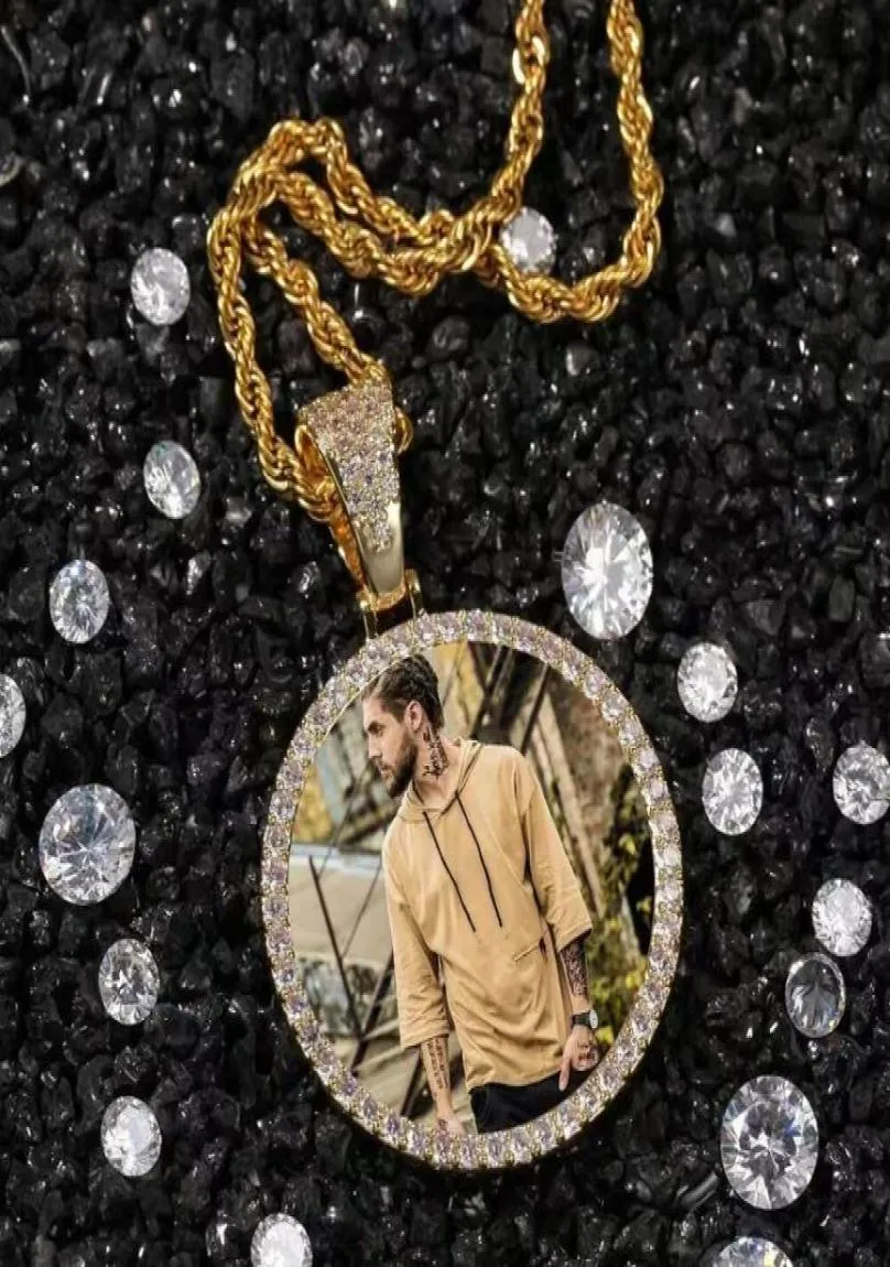 Iced Out Colliers de pendentif personnalisés pour les hommes Femmes Hip Hop Designer de luxe Bling Diamond Photo Pendants Couple Famille Jewelry4134326