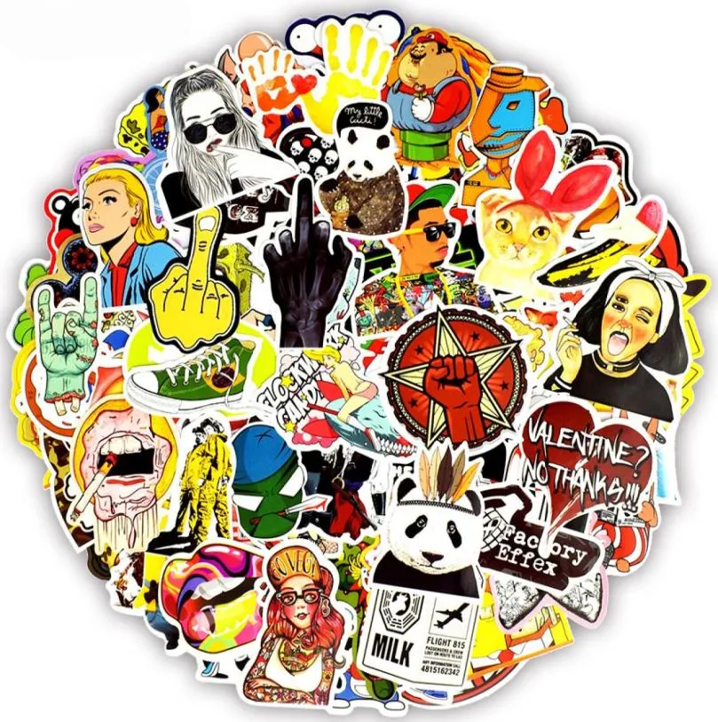 100 datorer Vattentät färgglad vattentät klistermärke för barn Animal Cartoon Punk Game Stickers för DIY skateboard gitarr Suitcase L6905517