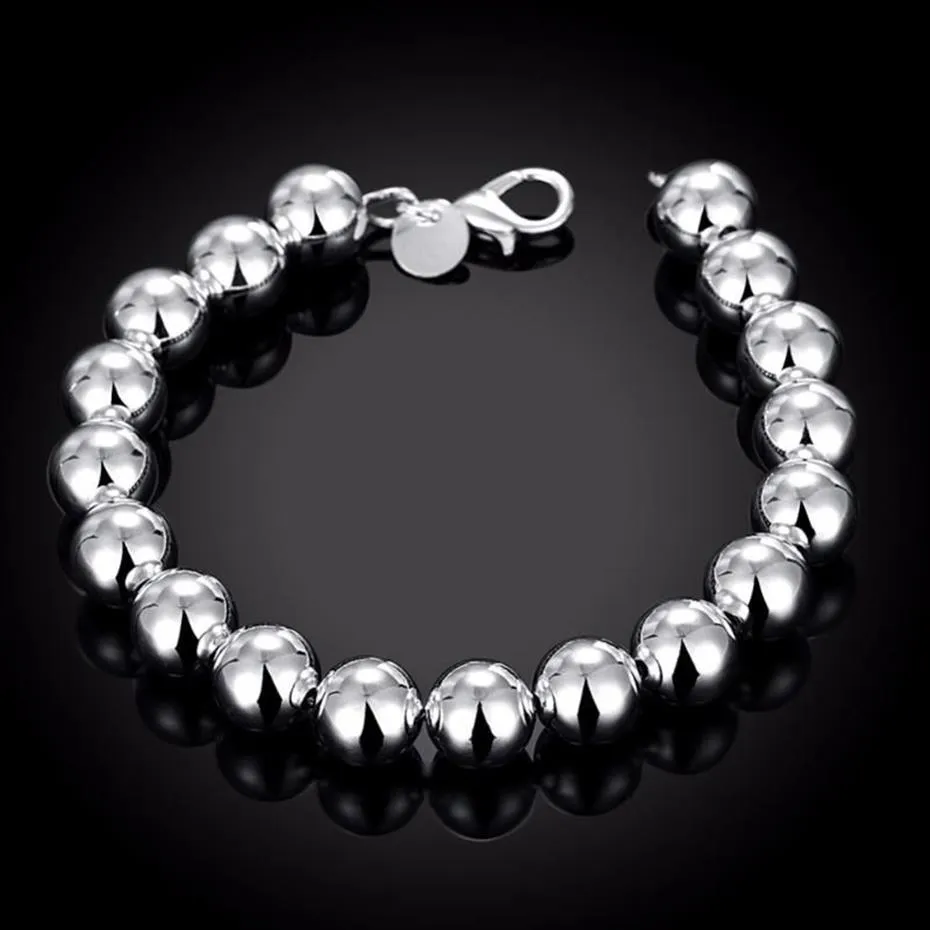 Bangle Fashion Jewelry 925 Pure Silver Plated Charm 10mm Solid Buddha Beads Hollow Pärlor Armband Presentväska H136245B