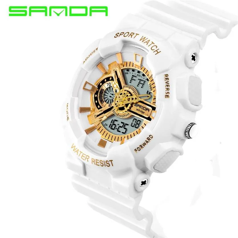 2018 Rushed Mens Led Digital Watch 새로운 브랜드 Sanda Watches G Style Watch 방수 스포츠 군사 충격 남성 Relojes Hombre229a