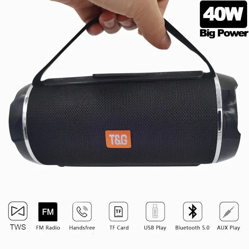TG116C Potente caja de altavoz Bluetooth inalámbrico Altavoces al aire libre Subwoofer Centro de música BoomBox 3D Radio estéreo 231228