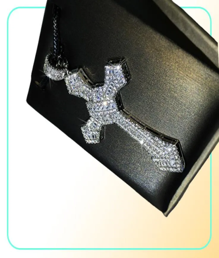 Iced Out Cross Pendant Necklace Mens Hip Hop Halsband smycken Kvinnors tröja kedja halsband271w2294888