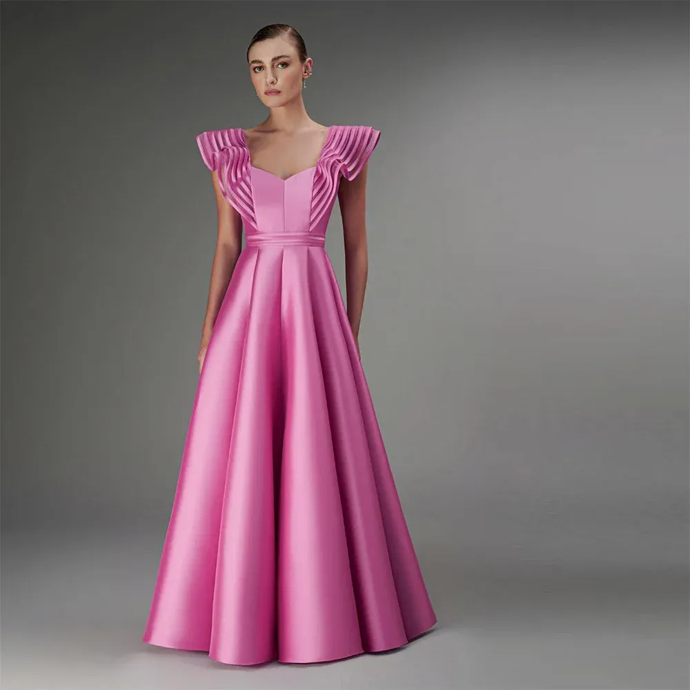Save Big on Bulk Hot Pink Birthday Dress Hot Pink Prom Dresses: Elegant  Satin Evening Gown With Cap Sleeves, Pleated And Ruched A Line Silhouette 