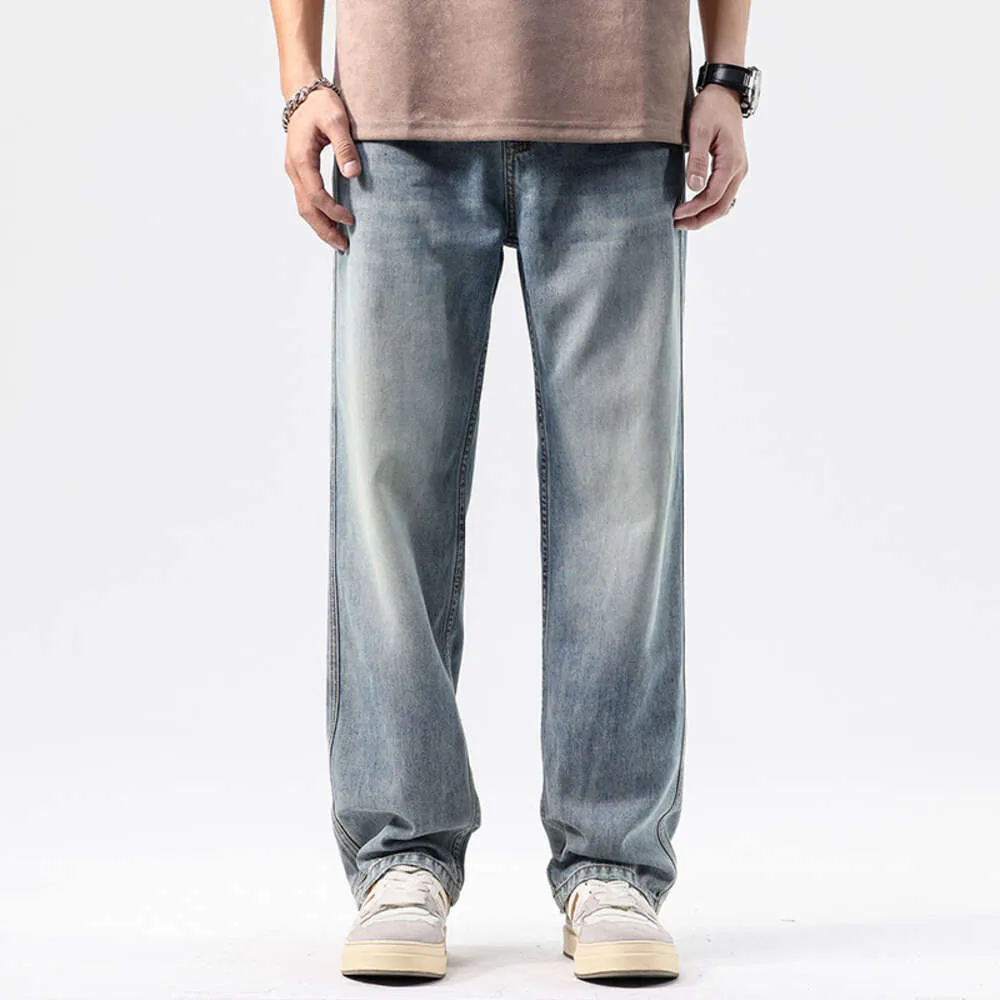 Elastische Lose Gerade Jeans männer Breiten Beinen Denim Hosen Große Größe Casual Hosen Koreanischen Stil Sportswear Marke Kleidung