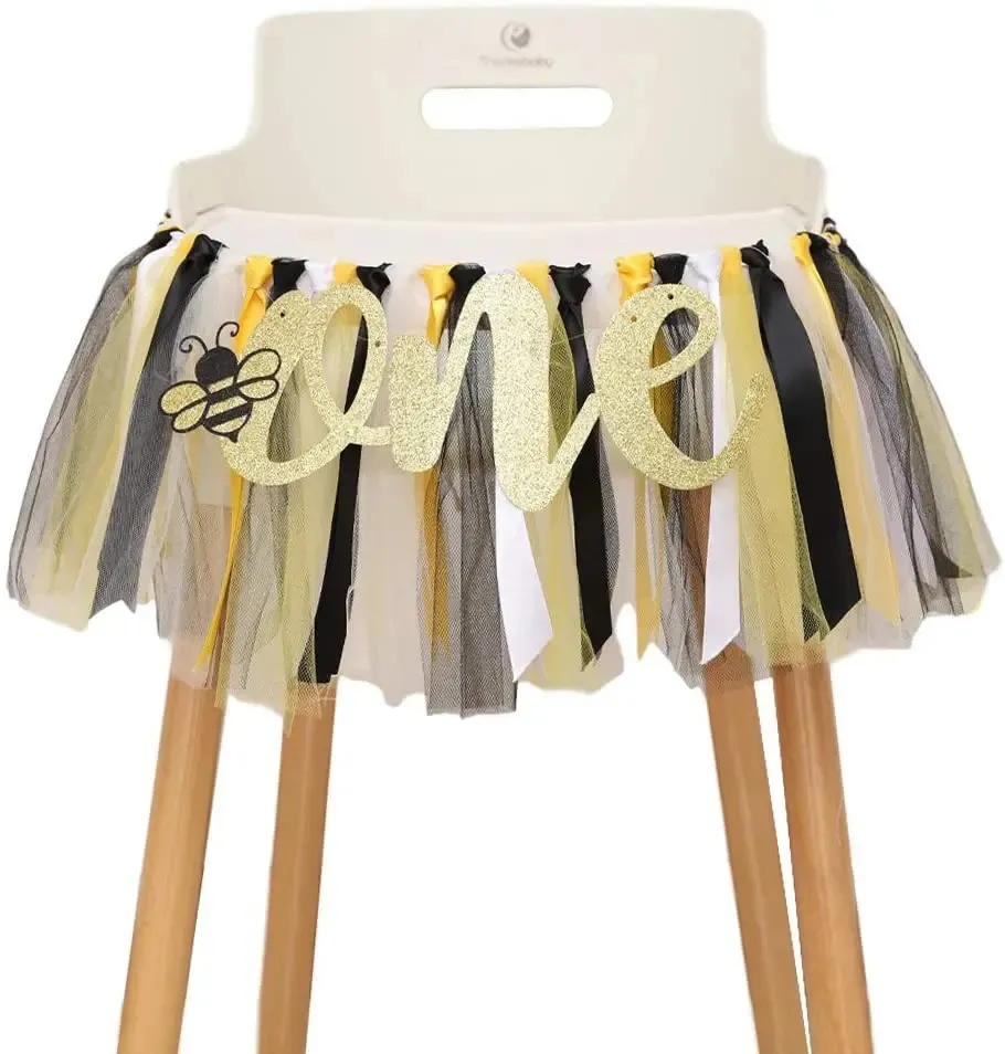 Little Bee 1st Birthday High Chair Banner Yellow Sweet Party Day Theme First Decoration 231227