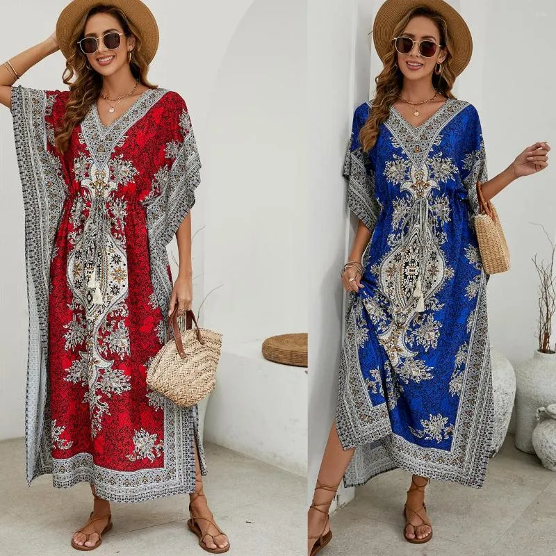 Robes décontractées Mode Sanya Seaside Vacances Bohemian Beach Jupe Exotique Lâche Bikini Anti-Automne Chemisier d'été