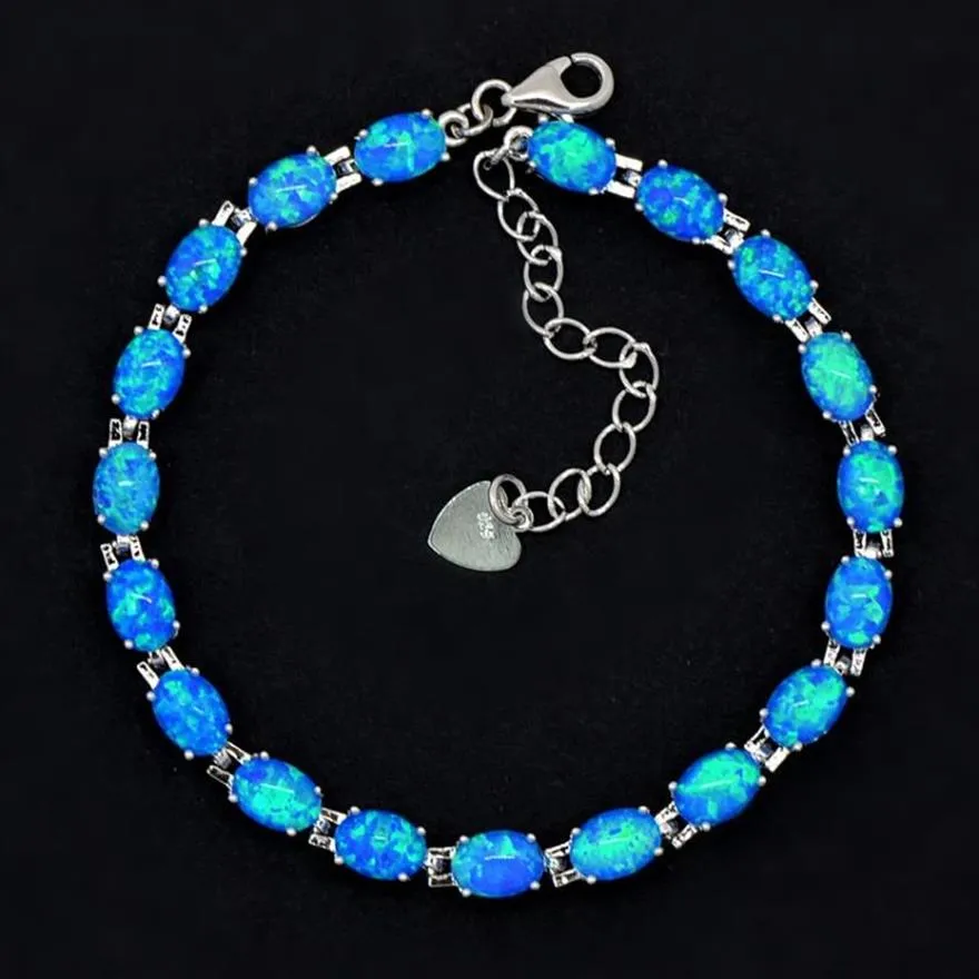 Вся розничная мода Blue Fire Opal Браслет 925 Sliver Sliver Jewelry для женщин Bnt171229012527