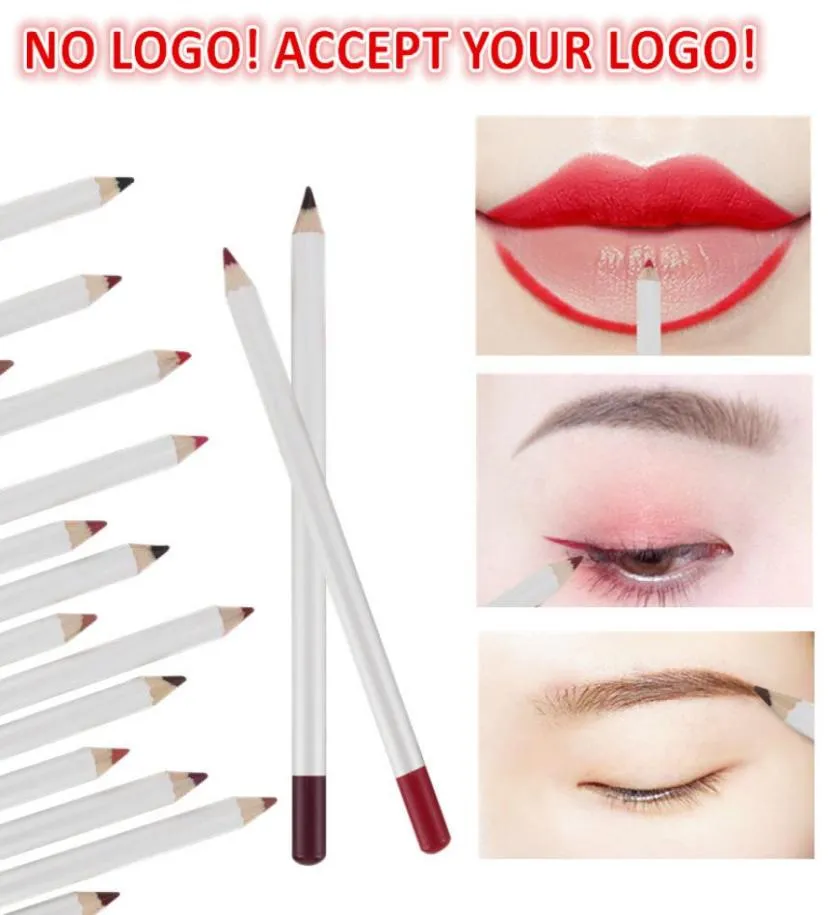 Geen merk Witte lippotloden Langdurige pigmenten Matte Liplinner Waterdicht wenkbrauwpotlood eyeliner Makeup Tool accepteer je logo6024825