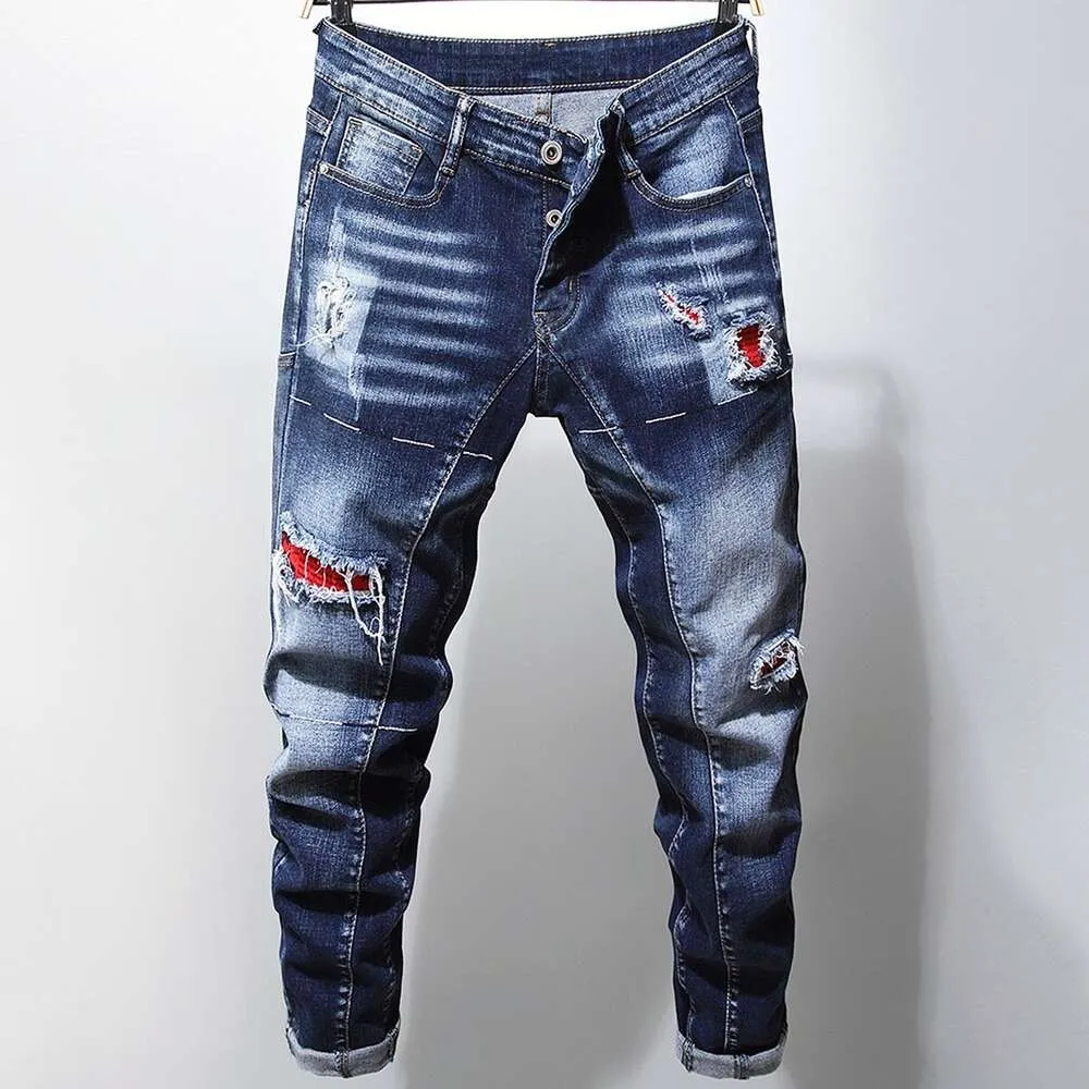 Nya fashionabla jeans affärsmode rakt vanliga blå denim byxor klassiska män plus storlek stretch jeans