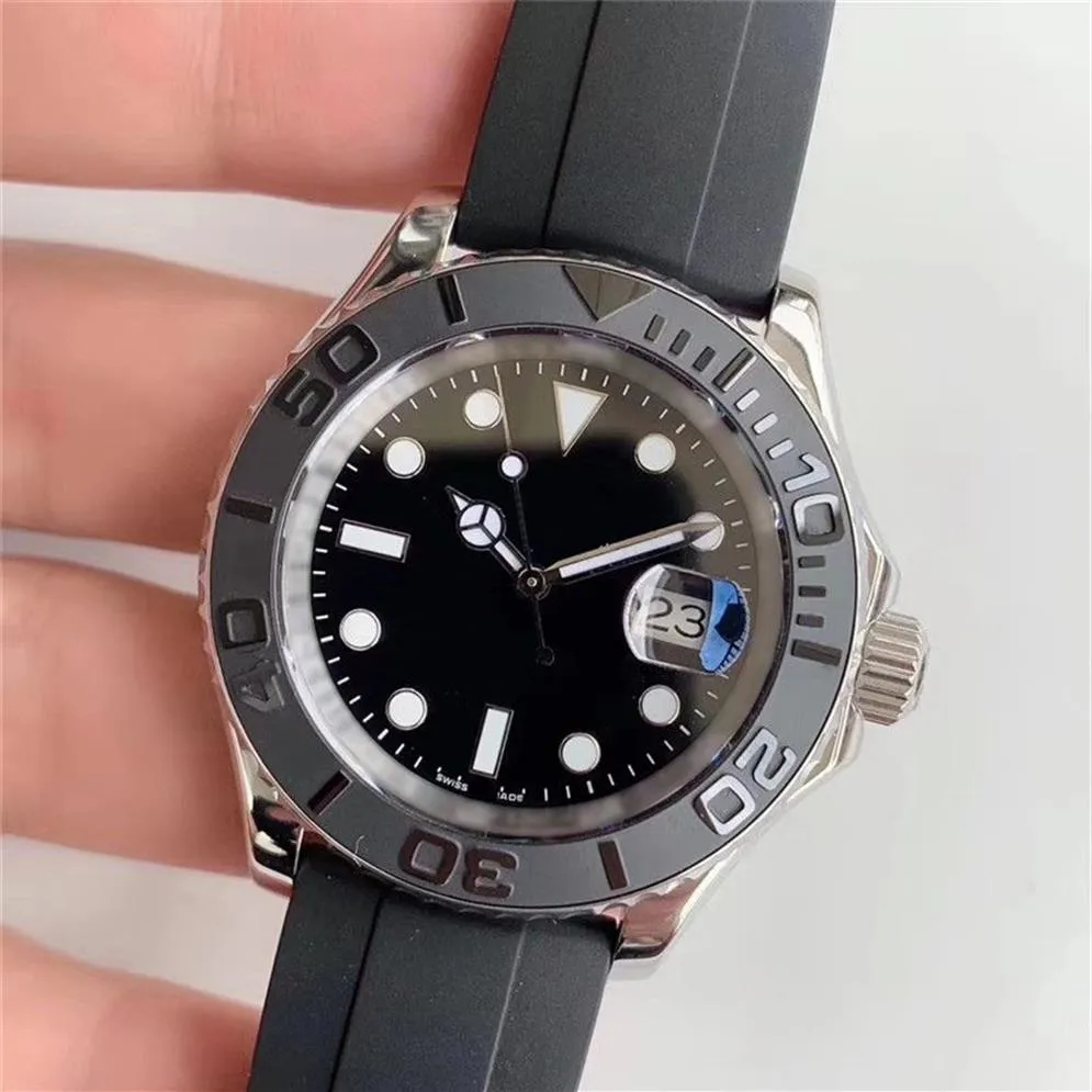 2019 nova chegada de luxo relógios masculinos iate mecânico relógios automáticos pulseira de borracha caso prata designer relógio reloj de lujo mens241c