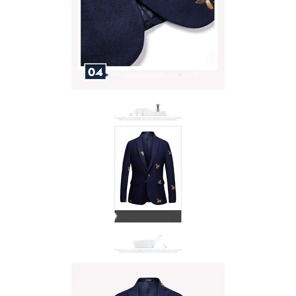 Giacca ricamata con ape di alta qualità en Giacche da uomo alla moda, da uomo, casual, slim fit, formali, da lavoro_voghion.com