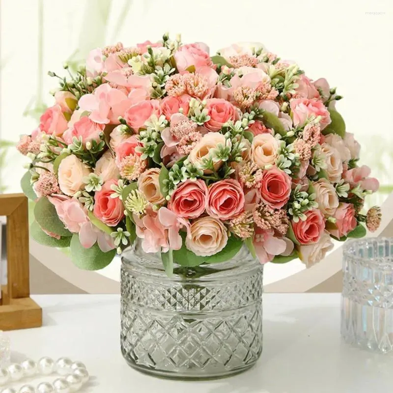 Decorative Flowers Artificial Greenery Decor Rose Bouquet Elegant Hydrangea For Wedding Arrangement Bridal A