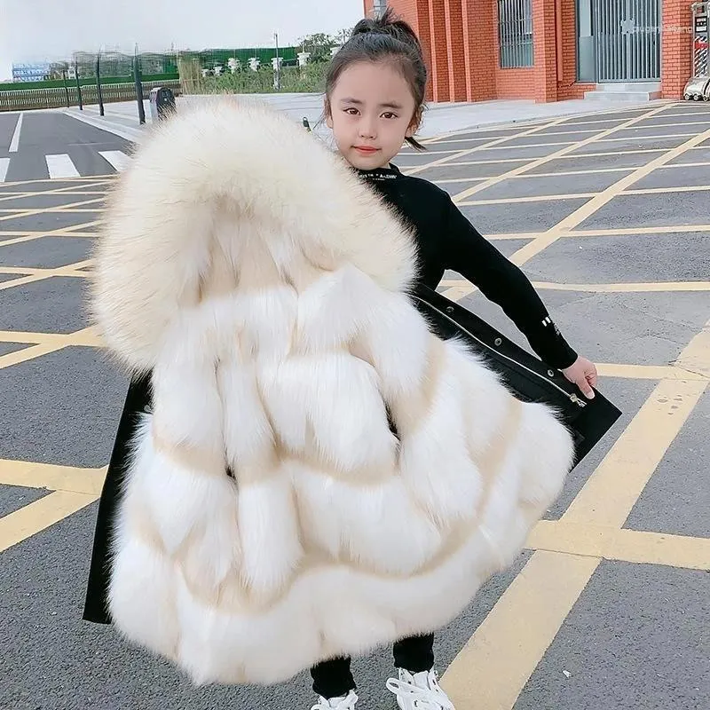 Пуховое пальто, зимняя детская одежда из искусственного меха для мальчиков и девочек, толстая теплая куртка с капюшоном, верхняя одежда, парка