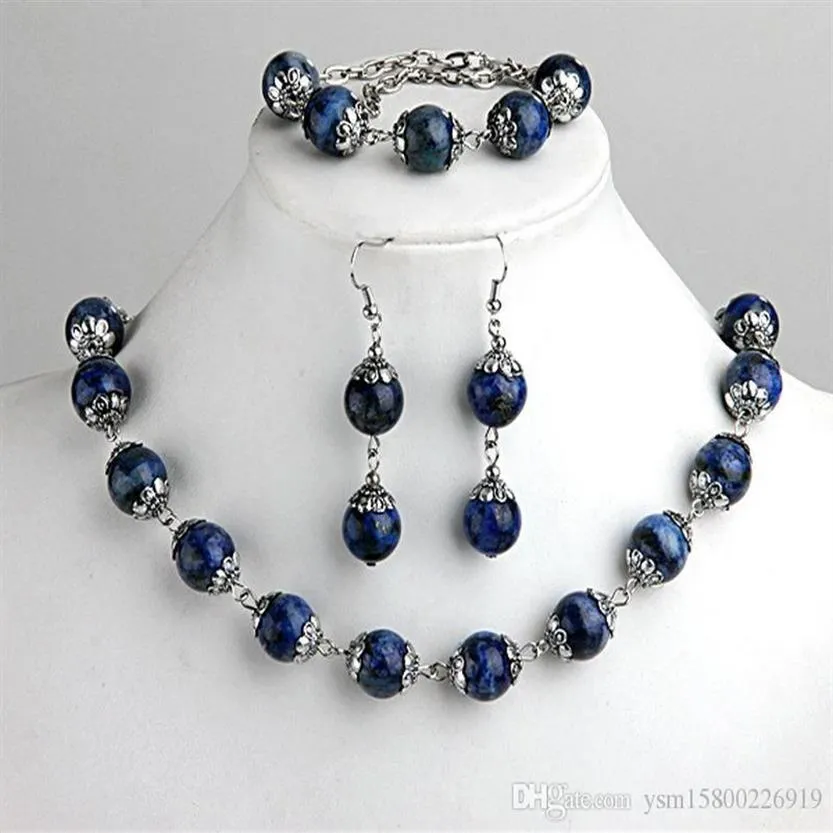 1SET FASHIONS LAPIS LAZULI BAGL BEADS BRACTER SERNGSERGS