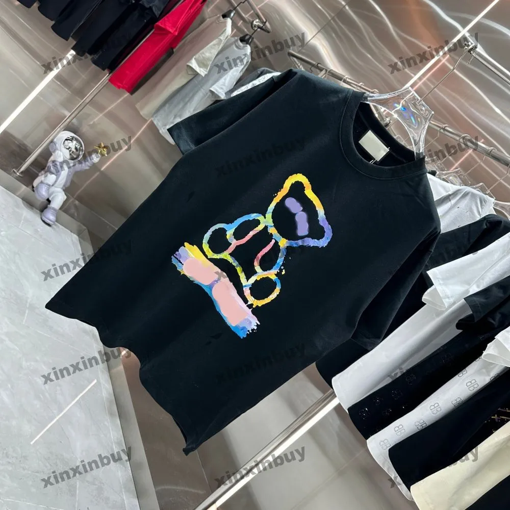 Xinxinbuy 2024 Men Designer Tee Tシャツリトルベアレタープリント1854クルーネックショートスリーブコットン女性ブラックホワイトS-3XL