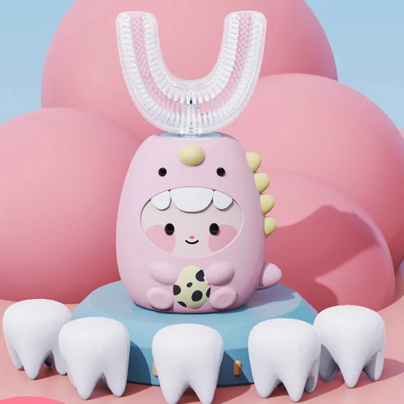 360 Degress U Form Zahnbürsten Kinder Silikon Automatische Ultraschallpinsel Kinder Reinigen Zähne 231227