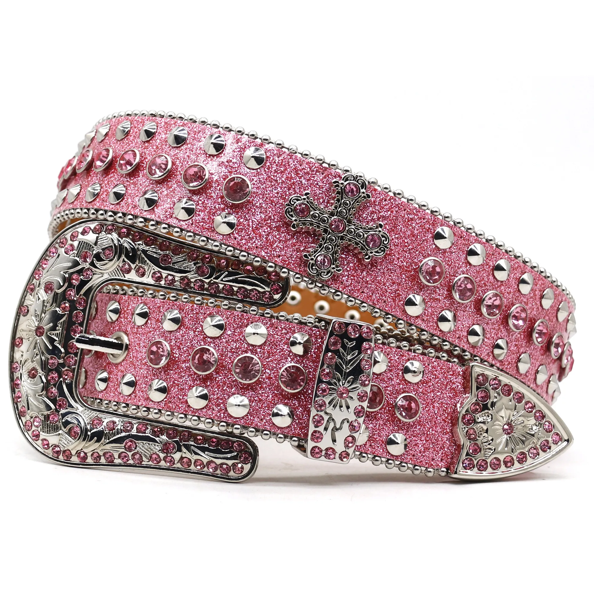 B.B. Simon belt pink with cow hide. pink bb simon, comes with duff bag and original... | Depop main image 2