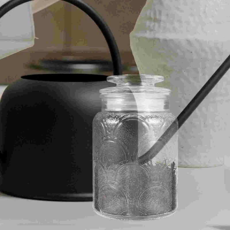 Förvaringsflaskor glasbehållare burk kapslor snidade kök te kaffe socker burkar vitt korn