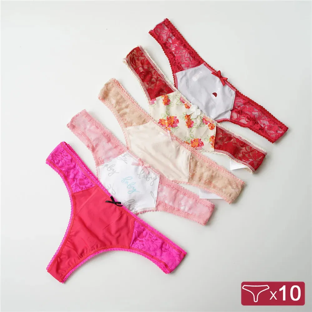 10 PCSLOT vs XL Voplidia Women Panties Sexy Tanks String T Rouphe de volta para mulher Briefas de faixa baixa Lingerie sensual 231227