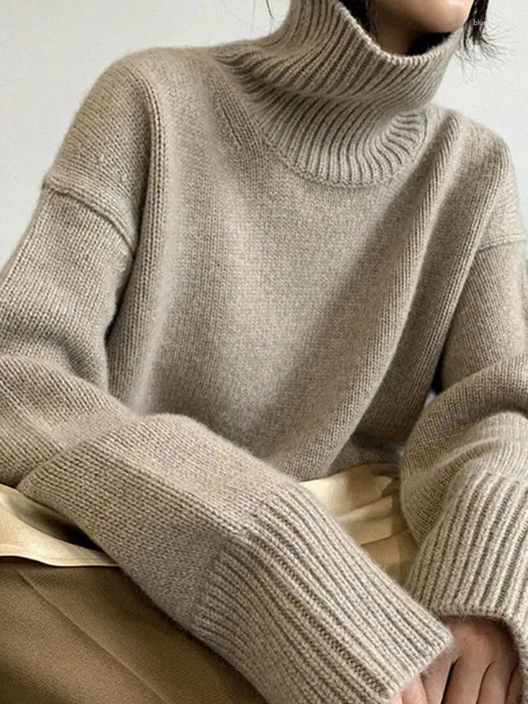 Women's Sweaters Women Turtleneck Sweater Autumn Winter Thick Cashmere Knitted Pullover Warm Casual Loose Basic Female Jumper Top