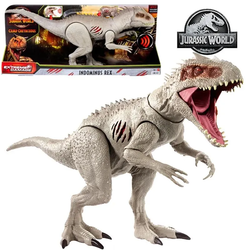 Poupées Jurassic World HDX57 jouets tyrannosaure Rex dommages de bataille Indominus empereur Dragon voix mobile cadeau d'anniversaire 23