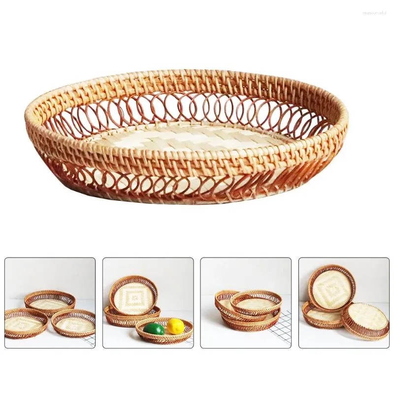 Zestawy naczyń stołowych koszyk owocowy przyjęcie domowe tkane dekoracyjne okrągłe przechowywanie przekąski trzyczęściowy uchwyt na garnitur