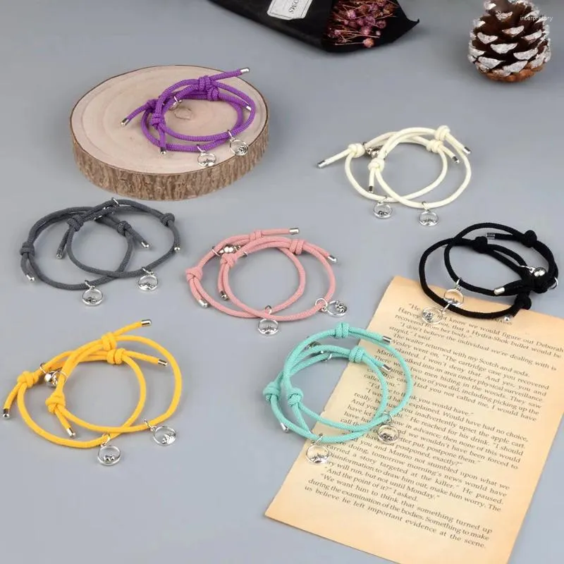 Charme Pulseiras 2 pçs/set Casal Pulseira Magnética Para Sempre Amantes Amizade Corda Ajustável Mulher Homens Emparelhados Menina Jóias Presente