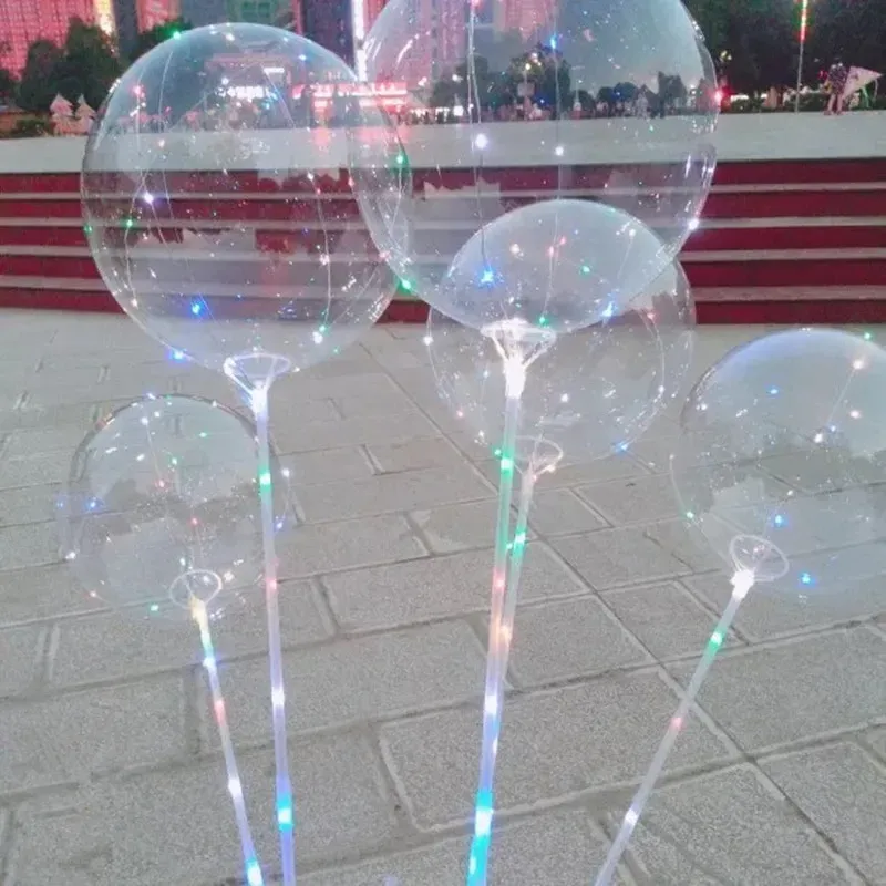 Luminous Bobo Balloons LED Lights 20 inch Balloons 70cm Pole  30LEDs String Light For Wedding Party Festival Luminous Decorations