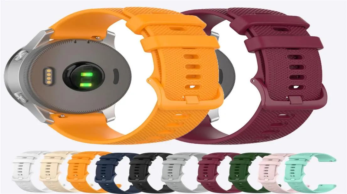 18mm 20mm 22mm Sport Silicone Wrist Rem för Garmin VivoActive 4S 4 Venu Smart Watch Band Forerunner 245 Armbandstillbehör1159353