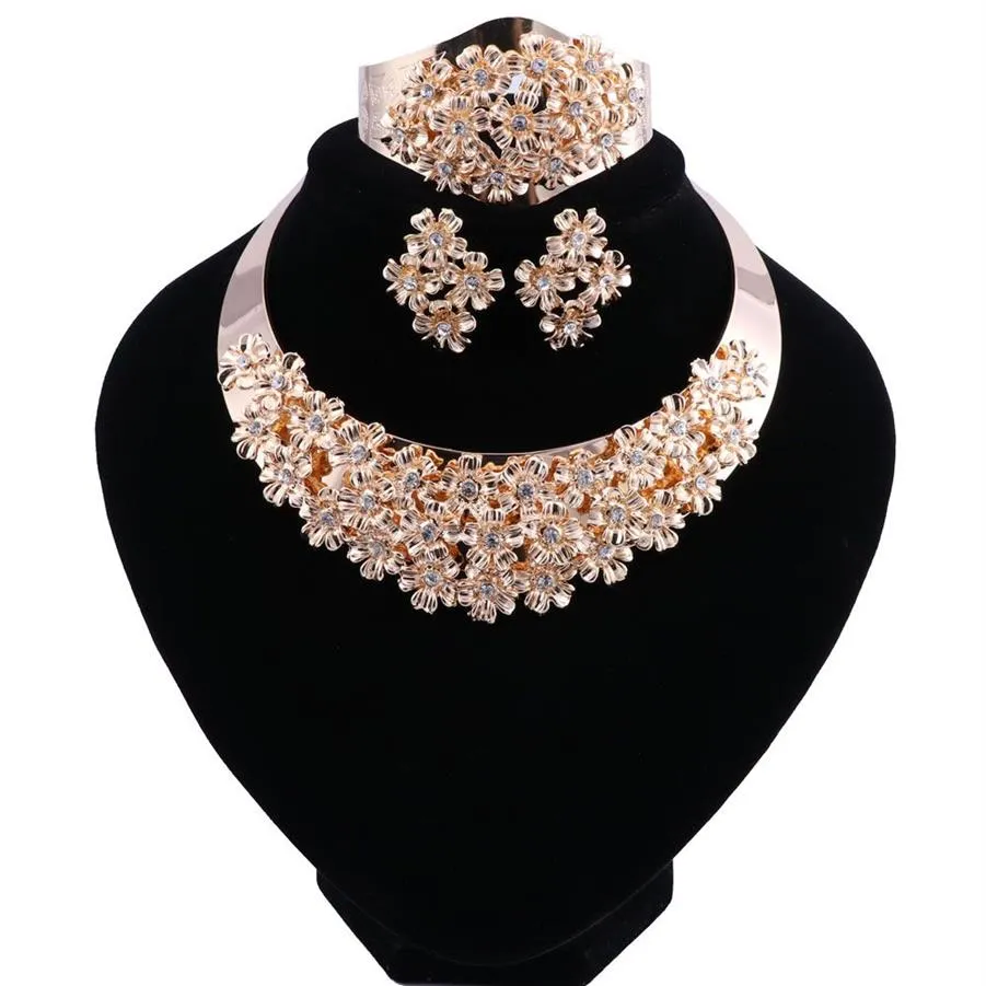 Gioielli africani Set di gioielli Crystal Wedding Flower Necks set per donne set di gioielli da sposa di lusso Dubai293