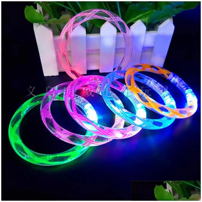 Fête Décoration Vis Acrylique Flash LED Électronique Bracelet Électronique Enfants Lumineux Baby Shower Jouets Fête Anniversaire Faveur Gi Dh0Mh