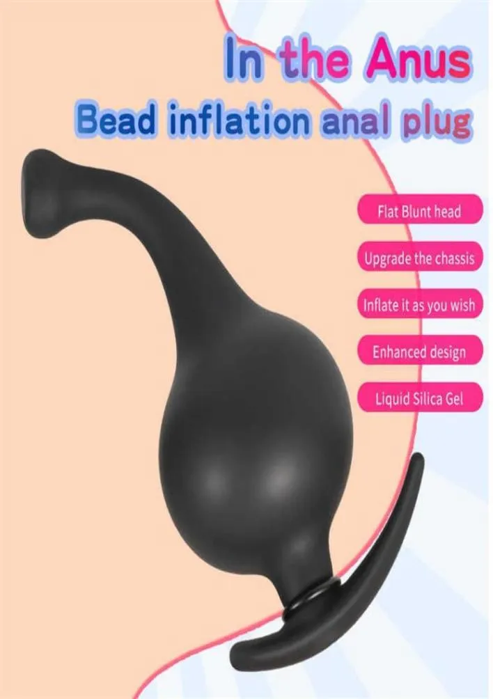 Massage Items Silicone Inflatable Anal Plug 21cm Butt Plug Ass Sex Toys for Women Vagina Stimulation Anus Expansion Massage Sex Ap8695035